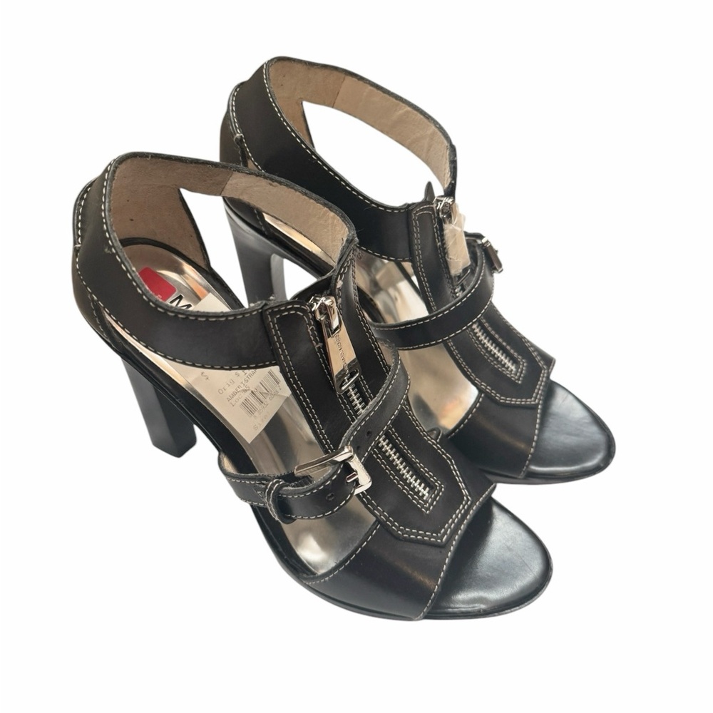 NWT Michael Michael Kors Black Platform Ankle Strap Heeled Sandals Size 8 - Picture 12 of 12